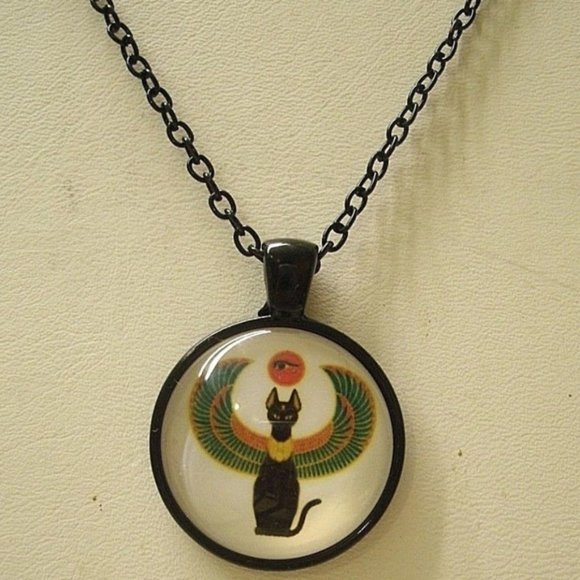Egyptian Goddess Bast Cat Pendant Necklace - Picture 2 of 7